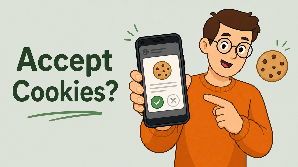 Tech Made Simple illustrated cover for accepting cookies on a website