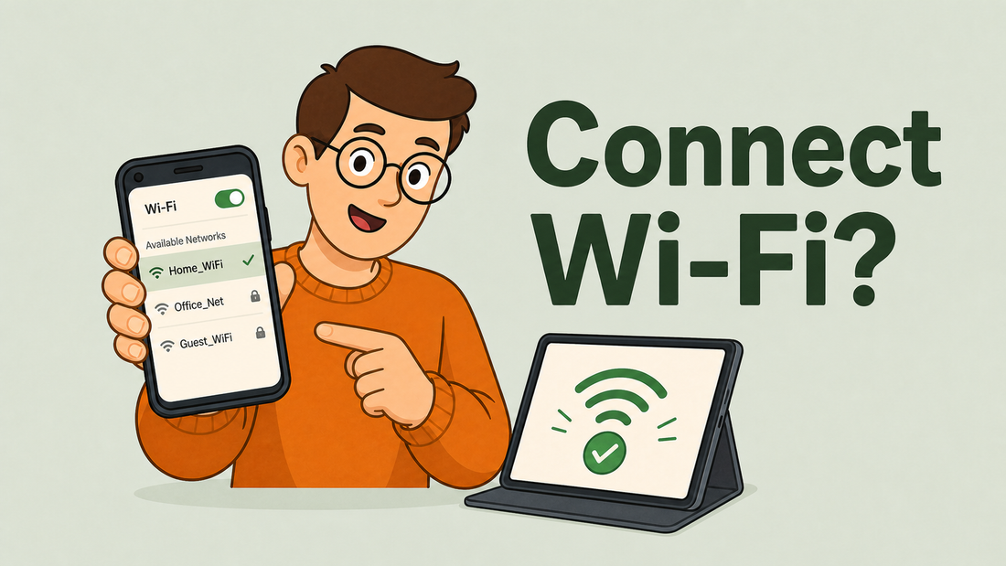 Tech Made Simple illustrated cover for connecting a new device to Wi-Fi