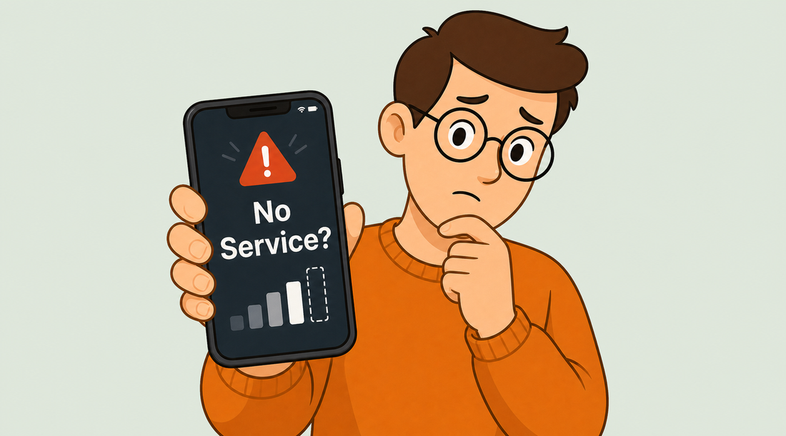 Tech Made Simple illustrated cover for a phone saying no service