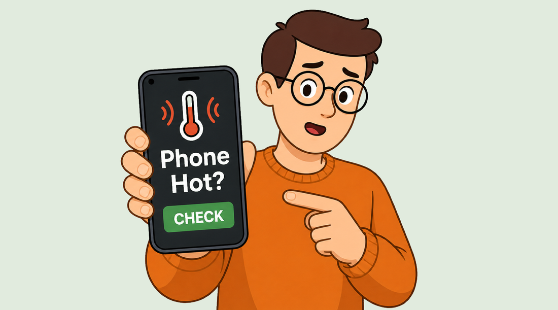 Tech Made Simple blog cover for a phone getting hot