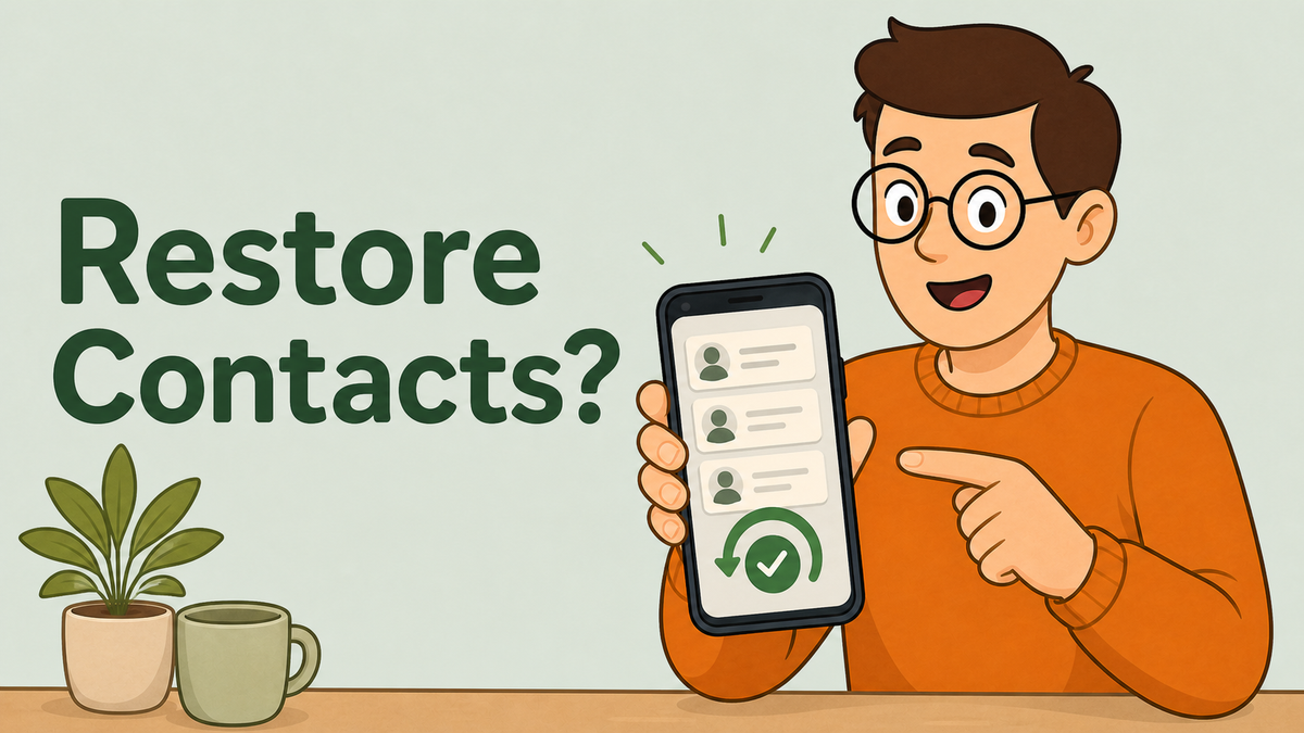 Tech Made Simple illustrated cover for restoring deleted contacts