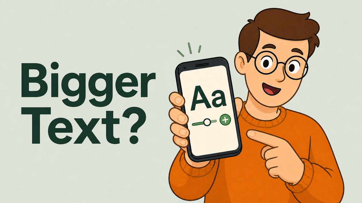Tech Made Simple illustrated cover for making text bigger on your phone