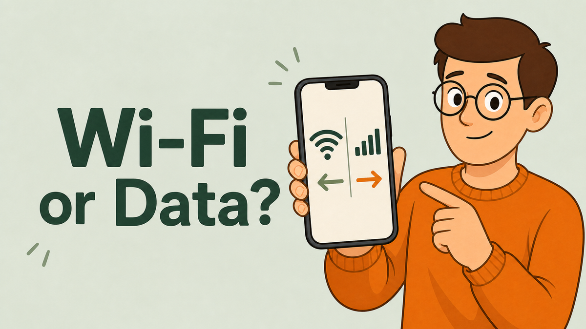 Tech Made Simple illustrated cover for Wi-Fi versus mobile data